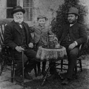Lewis Williams with son-in-law Ebenezer Phillips and grandson Lewis. c1877