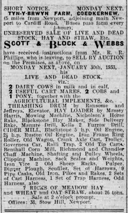 Tyn-Y-Brwyn-Farm sale 1933